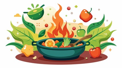 The sizzle and crackle of the vegetables are almost audible in the smooth, slow-motion footage.
