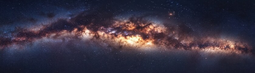 Fototapeta premium A stunning close-up view of a vast galaxy, showcasing a long, luminous line of twinkling stars.