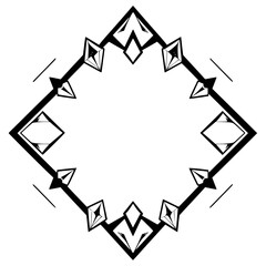 Decorative black and white Art Deco Frame with stylized Diamond-shaped frame.