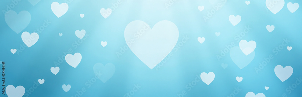 Aufkleber a soft abstract blue background with numerous white hearts scattered across it, creating a powerful 
