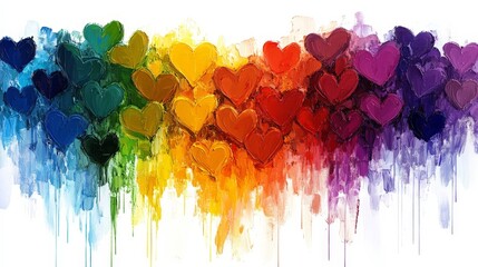 Fototapeta premium Rainbow Hearts: Vibrant Oil Painting of Love and Color