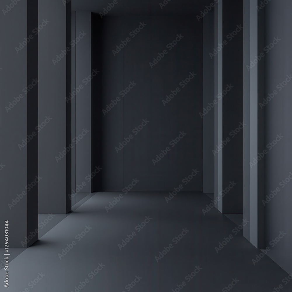 Poster abstract architectural corridor with gray pillars and walls creating a serene and modern ambience mi