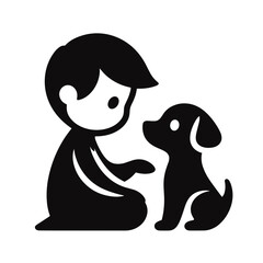 Obraz premium Vector illustration of a boy with a dog