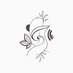 Floral Illustration Flower Line Art Elegant Botanical Drawing | Minimalist Hand-Drawn Bloom