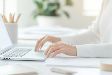 Fototapeta premium ノートパソコンを操作する手元 laptop