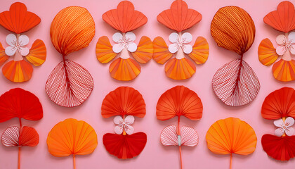 umbrella, parasol, pattern, origami, pink, orange, colors, abstract, geometric, shapes, top, view, texture, background, new, modern, retro, style, paper, colorful, seamless, set, circle, icons, icon, 