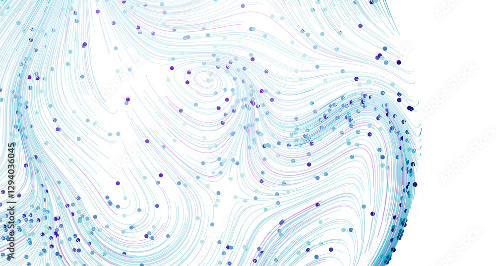Poster abstract background with flowing lines and scattered dots. perfect for tech, design, and science the