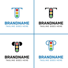 Letter T Traffic Light Logo Set, for  in technology, navigation, transportation, or communication companies