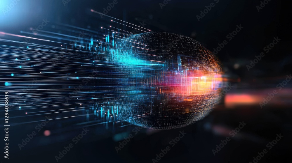 Poster futuristic data visualization digital world map advanced art