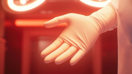 Surgeon's gloved hands performing precise surgery in operating room medical photography close-up view