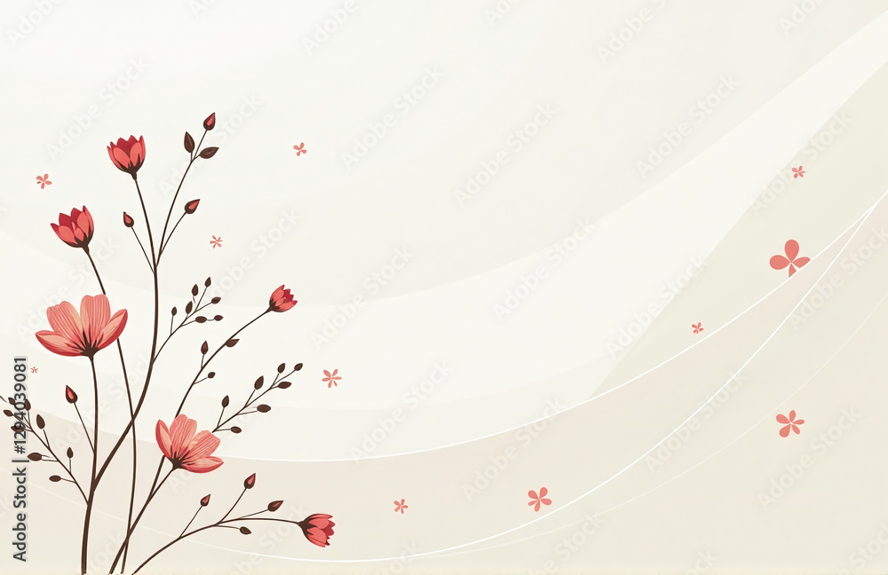 Poster A Minimalist Vector Design Features A Subtle Abstract Background Adorned With Delicate Floral Elements And Gentle Lines Throughout.