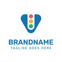 Letter V Traffic Light Logo Set, for  in technology, navigation, transportation, or communication companies