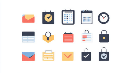 Vector calendar icons office organizer set business date graphic paper planner appointment calendar month pictogram. Reminder element for event meeting and deadline illustration