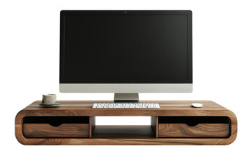 Premium Monitor Stand with Built-in USB Ports for Easy Access: Isolated on Transparent Background