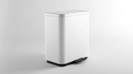 Elegant rectangular waste bin with a matte texture, white backdrop