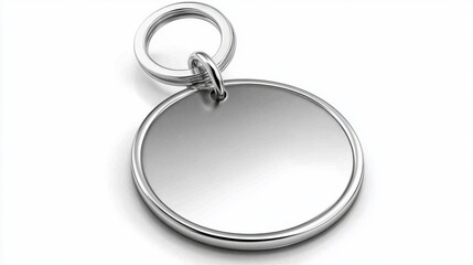 Elegant silver keychain with a round metal ring, isolated on a pure white background