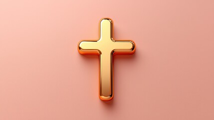 Fototapeta premium Gold cross on a peach background