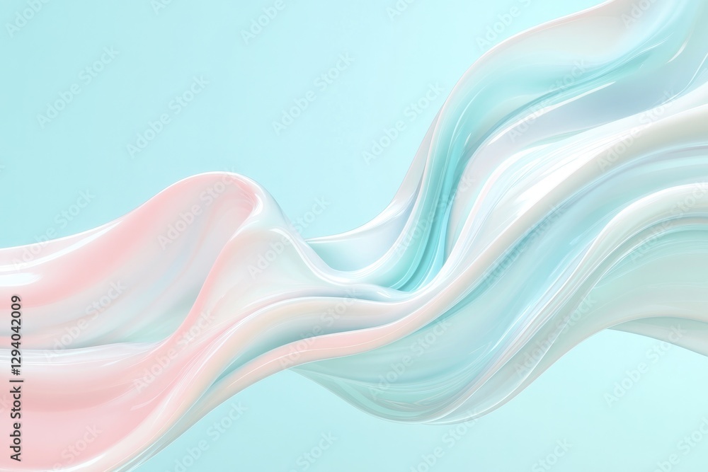 Poster abstract flowing design featuring fluid dynamic curves and waves on minimalist background
