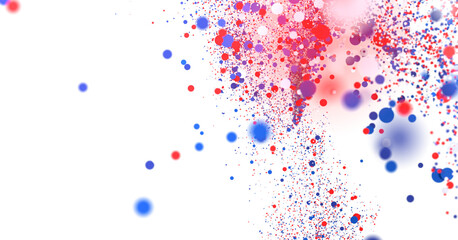 Vibrant red, blue confetti explosion. Festive backdrop