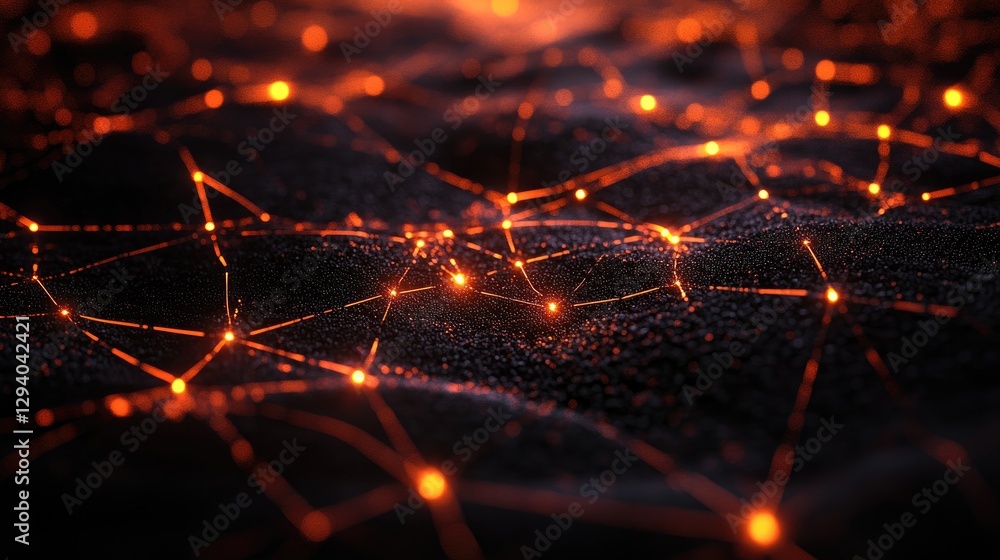 Poster minimalist communication network concept with thin glowing lines forming connections.
