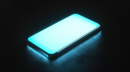 Minimalist floating smartphone, blank touchscreen glowing softly, elegant product showcase.