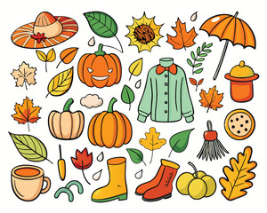 Autumn Doodle Collection – Cozy Fall Elements & Nature Icons