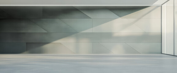Modern minimalist space with light and shadow interplay at midday