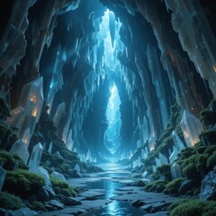 A crystal abyssal sanctuary of luminescent depths