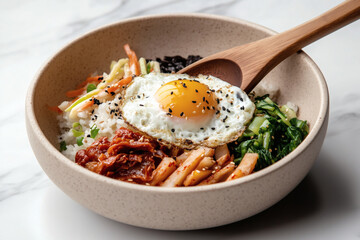 Bibimbap Bowl with Fried Egg and Vegetables