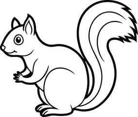 Cute Squirrel Outline Vector – Forest Animal Clipart