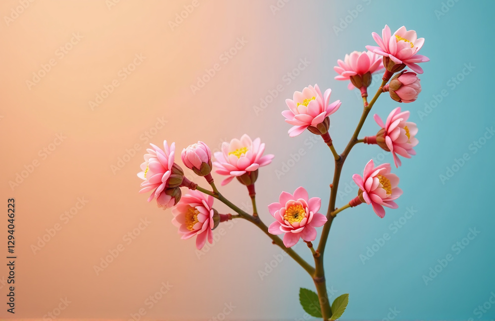 Poster A Delicate Mimosa Branch Is Placed Against A Vibrant Color Background To Create A Cheerful Spring Greeting Scene.