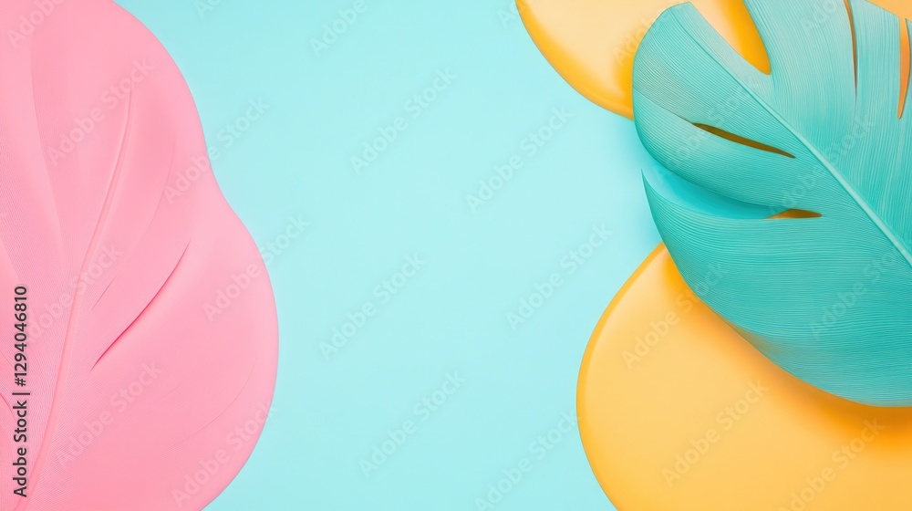 Poster close-up of vibrant abstract shapes and patterns illustrating hyperpop culture with ample copy space