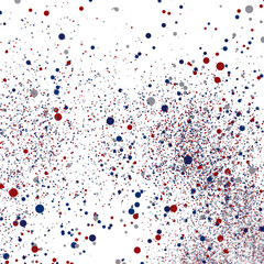 Abstract background with red, blue, gray confetti. Perfect for celebration, party, or festive designs.