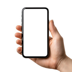 Hand Holding Modern Smartphone with transparent Background