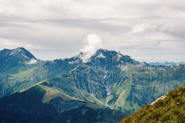 Naklejka premium Scenic summer view of Gsür 2,708 m., a mountain in the Bernese Alps, Adelboden, Switzerland.