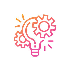 Abstract Project management icon, creative light bulb with gears