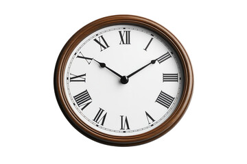 Stylish Round Wall Clock with Metallic Finish: Isolated on Transparent Background