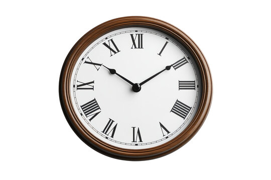Stylish Round Wall Clock with Metallic Finish: Isolated on Transparent Background