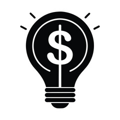 Modern light bulb illustration with a bold dollar sign for clear vision