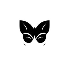Bold black and white vector illustration of a butterfly silhouette, minimalist design.