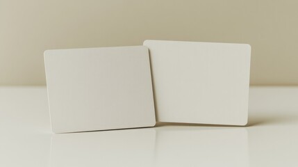 Minimalist design showcases two blank cards, emphasizing simplic