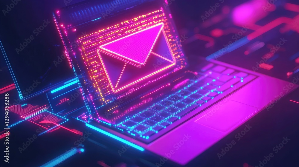 Poster secure email communication concept with an encrypted digital message.