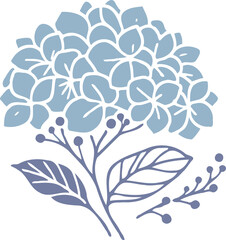 PNG set of contour spring flowers Geranium, 
line art floral drawing, outline leaves, 
black and white illustration Hydrangea, 
set of decorative elements of plants stylized Rhododendron