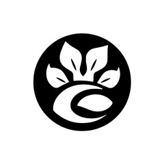 Black and white geometric logo of stylized leaves, representing nature. A minimalist minimalist and elegant design.