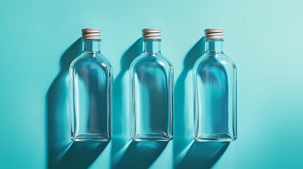 Reusable glass water bottle filled with purified water, captured in a bright studio setting, suitable for branding, wellness, and hydration topics, comic book style