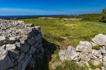 Monkodonja, a Bronze Age settlement on the Istrian Peninsula, near Rovinj, old stone settlement, destroyed stone walls, attractions for tourists