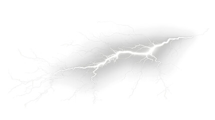 Powerful White Lightning Bolt on transparent Background