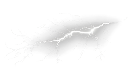 Powerful White Lightning Bolt on transparent Background