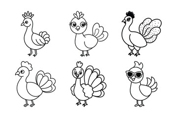 set of cartoon chicken
