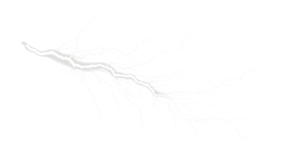 Powerful White Lightning Bolt on transparent Background